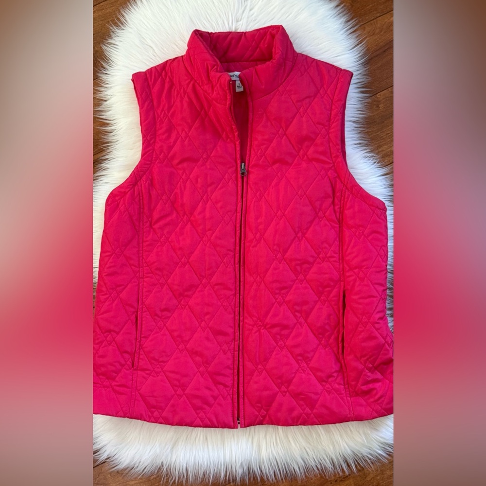 Croft & Barrow Quilted Full Zip Vest-Vibrant Pink-Size L